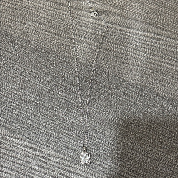 WHITE CRYSTAL EMERALD PENDANT NECKLACE - Picture 1 of 7